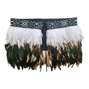 #E Kākahu ( Korowai ) - Quarter Length Green & Brown- Medium