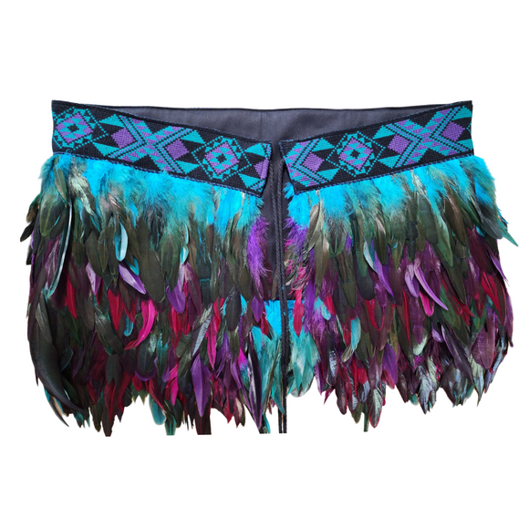 #K3 Adult Kākahu Korowai   - Teal and Purple  & Magenta(Quarter Length) Large