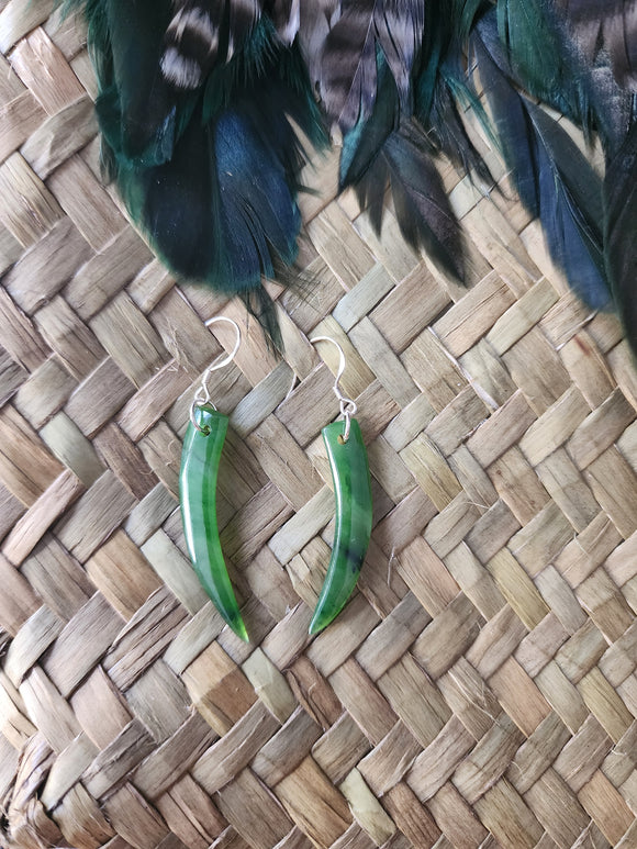 #2 Small Niho Greenstone Earrings (40mm)