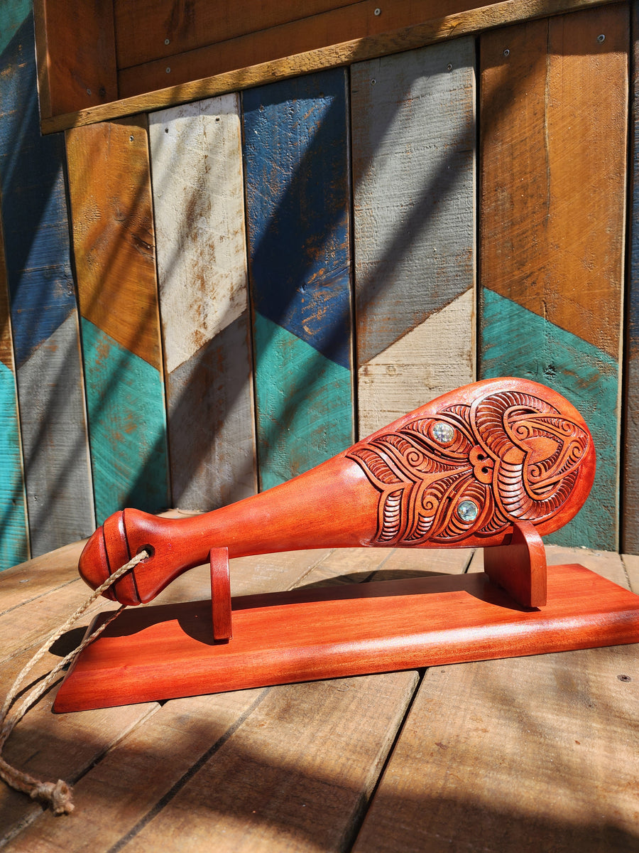 Wooden Carved Patu with stand (450mm) – Pacific Shack Gold Coast