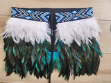 #C Kākahu (Korowai) - Teal & White - Small