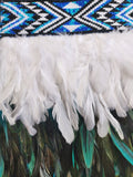 #C Kākahu (Korowai) - Teal & White - Small