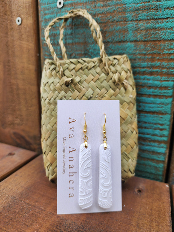 Drop Clay Earrings White 5cm