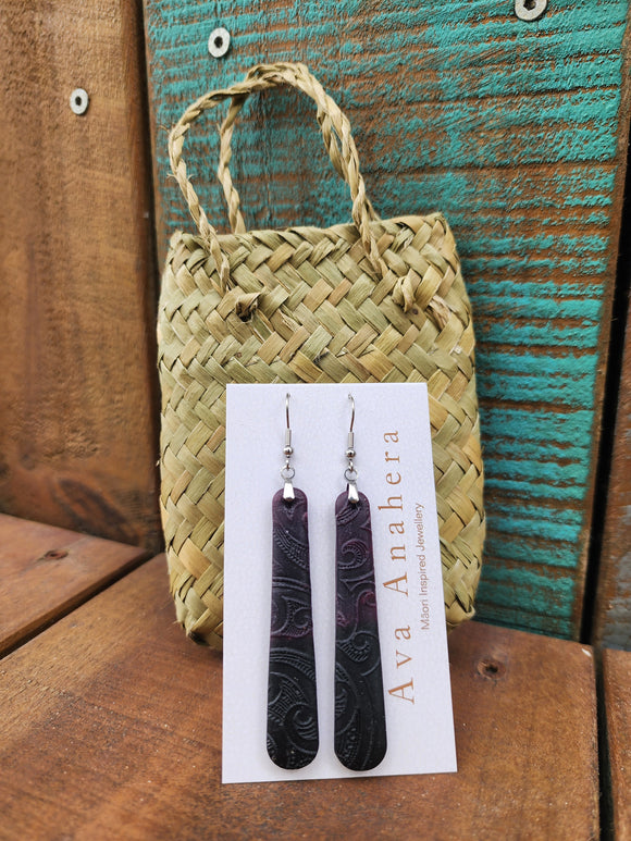 Drop Clay Earrings Black Cherry