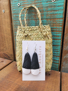 Huia Feather Polymer Clay Earrings (Black and White)