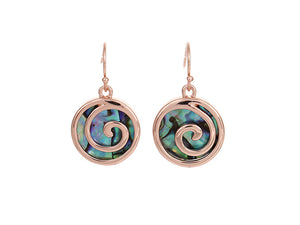 # B Rose Gold Paua Koru Earring