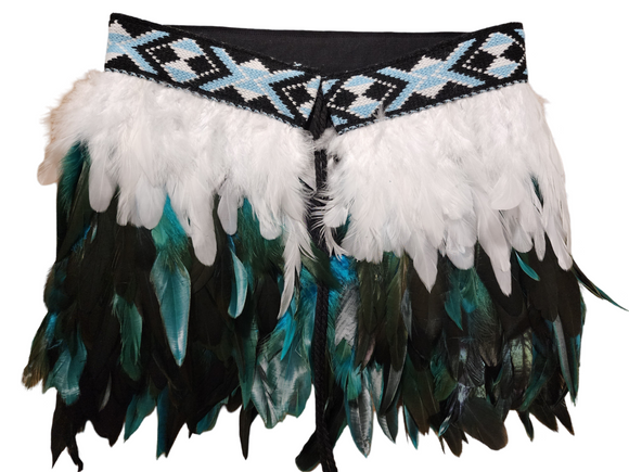 # 3 Kākahu (Korowai) - Teal & White (5 year old) Half Length